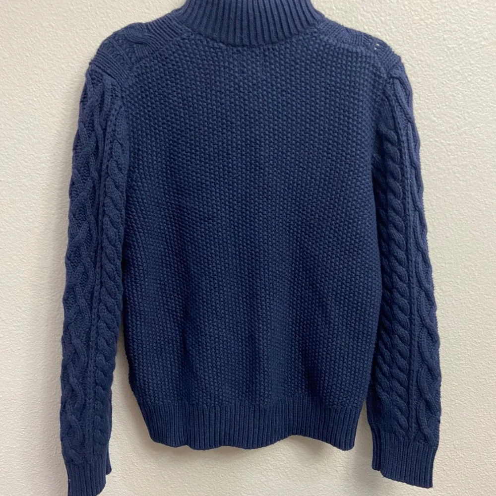 Gap Kids Boys Size‎ Large Blue Cable Knit Button Mock Neck Sweater